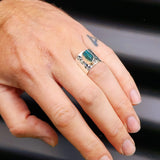 (R) Solid Sterling Silver & Natural Irregular Raw Apatite Handmade Cuff Ring