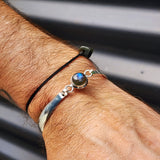 Solid Sterling Silver & Natural Labradorite Handmade Cuff Bracelet