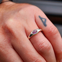 Solid 925 Sterling Silver & Natural Amethyst Signet Ring