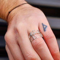 Solid 925 Sterling Silver Plant Leaf Band Ring