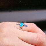 (O) Solid 925 Sterling Silver & Created Opal Heart Ring