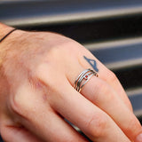 Solid 925 Sterling Silver & Natural Garnet Irregular Cage Ring
