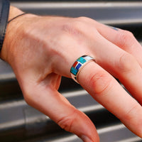 Solid 925 Sterling Silver & Natural Mixed Gemstone Band Ring