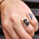 Rustic Solid 925 Sterling Silver & Natural Raw Black Double Tourmaline Handmade Ring