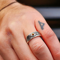 Solid 925 Sterling Silver & Natural Tiger Eye Band Ring