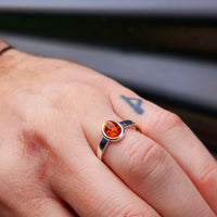 Solid 925 Sterling Silver & Natural Amber Oval Signet Ring