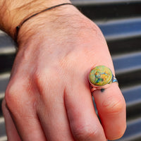 Solid 925 Sterling Silver & Monarch Opal Round Solitaire Ring