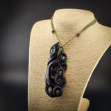 XL Family of Manaia Black Bone Carving Pendant Necklace