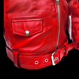 50% OFF SALE. Cherry Blaze - Womens REAL Genuine Leather Jacket - Red Side Zip