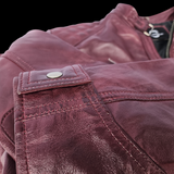Crimson Brawler - Mens REAL Genuine Leather Jacket - Burgundy Quilted Shoulders