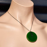 Greenstone Round Flat Pendant Necklace