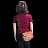 Genuine Leather Half Round Hand Bag - Vintage Brown