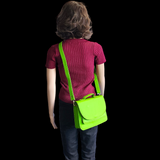Genuine Large Leather Shoulder Hand Bag - Lime