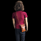 Genuine Leather Vertical Shoulder Bag Phone Holder Purse - Vintage Brown