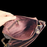 Genuine Leather & Cow Hair Rectangle Shoulder Bag - Brown + Hair