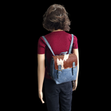 Genuine Leather & Cow Hair Back Pack - Blue & Hair