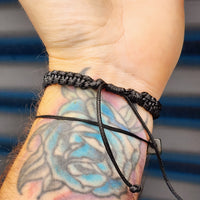 Natural Nephrite Greenstone Cylinder Macrame Bracelet (BLACK)