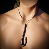 XXL Black Hook Bone Carving Pendant Necklace - NZ Maori Inspired
