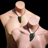 2pcs Matching Set Natural Jade Koru Heart Pendant Necklaces