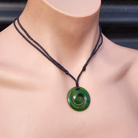 Natural Greenstone Carved Koru Pendant Necklace