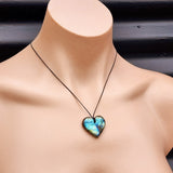 Natural Hand Carved Labradorite Heart Pendant Necklaces