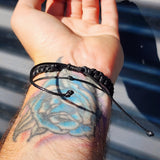 Natural Raw Black Tourmaline Cylinder Black Macramé Bracelet (10X9)
