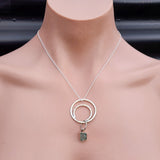 Rustic Handmade Solid 925 Sterling Silver & Natural Raw Aquamarine Hammer Finish Necklace