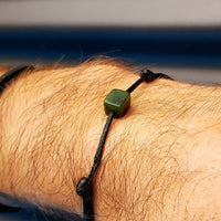 Greenstone Cube Simplistic Cord Bracelet