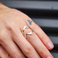 Adjustable Handmade Solid Sterling Silver Double Arrow Ring