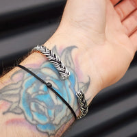Solid Sterling Silver & Natural Amethyst Handmade Braid Cuff Bracelet
