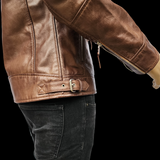 50% OFF SALE. The Grizzly - Mens REAL Genuine Leather Jacket - Classic Brown