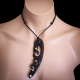 XL Manaia Black Bone Carving Pendant Necklace
