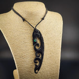 XL Manaia Black Bone Carving Pendant Necklace