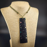 XXL Etched Tiki Toki Black Bone Carving Pendant Necklace