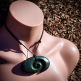 Natural Jade XL Wide Koru Pendant Necklace (N1150)