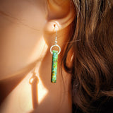 925 Sterling Silver & Natural Turquoise Cylinder Hook Earrings