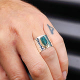 (R) Solid Sterling Silver & Natural Irregular Raw Apatite Handmade Cuff Ring