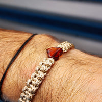 Natural Baltic Amber Heart Macrame Bracelet