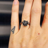 Size Q, T - Dark Stainless Steel Rose Ring