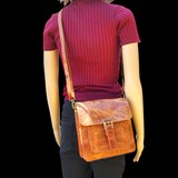 Genuine Leather Shoulder Bag - Vintage Brown