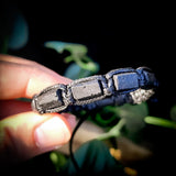 Natural Raw Black Tourmaline Cylinder Macramé Bracelet (10X9)
