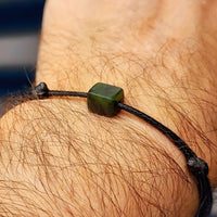 Greenstone Cube Simplistic Cord Bracelet