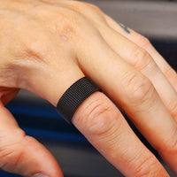 Size Y, T - Solid Black Stainless Steel Mesh Ring