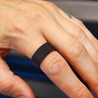 Size T - Solid Black Stainless Steel Mesh Ring