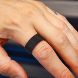 Size Y, T - Solid Black Stainless Steel Mesh Ring