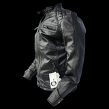 The Raven - Mens REAL Genuine Leather Jacket - Black Quilted Shoulders