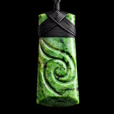 Natural Jade Etched Toki Pendant Necklace (N2165)