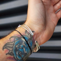 Solid Sterling Silver & Natural Raw Amethyst Handmade Cuff Bracelet