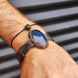 Handmade Copper & Natural Labradorite Wrap Cuff Bracelet