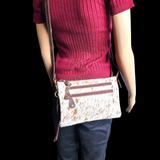 Genuine Leather & Cow Hair Rectangle Shoulder Bag - Brown + Hair